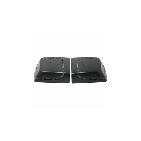 Pair of black molded speaker-lid mounting panels with cutout guides