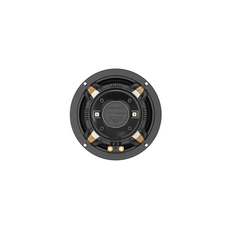Rear view of a Diamond Audio round speaker showing its magnet, basket and terminals