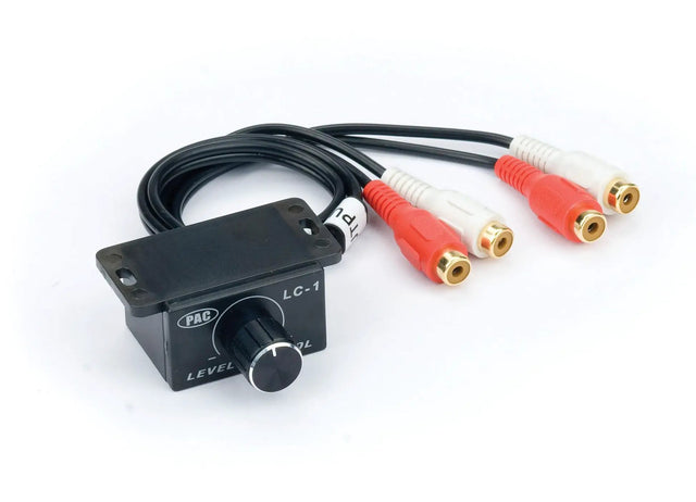 PAC LC-1 remote level controller with rotary knob and stereo RCA input and output leads