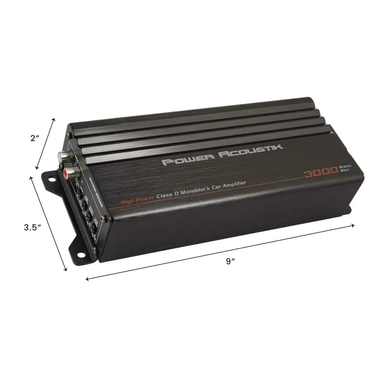 Power Acoustik MICRO1-3000D amplifier - manufacturer dimension diagram
