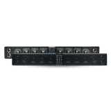 PowerBass XL-1250 sound bar shown with and without the front grille