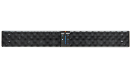 PowerBass XL-1250 sound bar, straight-on front view with illuminated controls