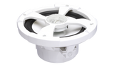 PowerBass XL-62M white 6.5-inch marine coaxial speaker, angled top and side view