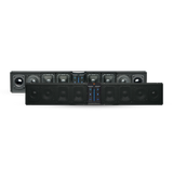 PowerBass XL-850 sound bar shown with and without the front grille