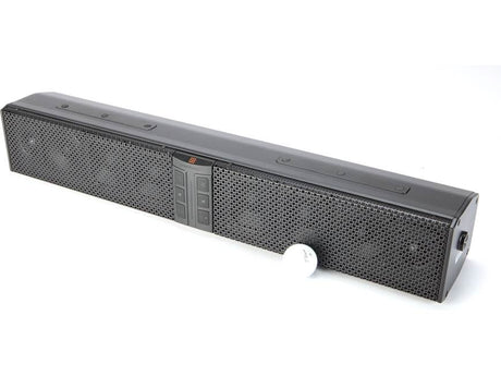 PowerBass XL-850 sound bar, angled front view with golf ball for scale