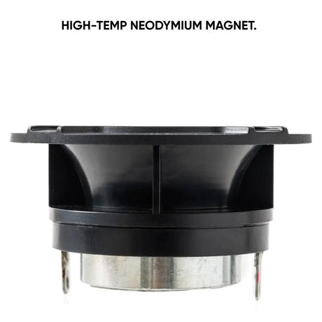 Pride horn tweeter side-view graphic highlighting its high-temperature neodymium magnet