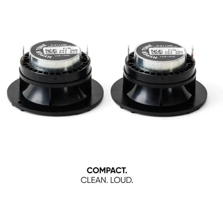 Pride Hyper Tone tweeters shown from the rear, with labeled magnets and terminals