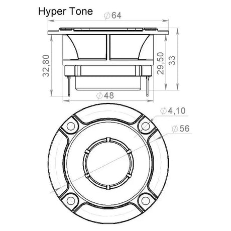 Pride Hyper Tone dimensional drawing with a 64 mm outer diameter and 56 mm mounting-hole circle