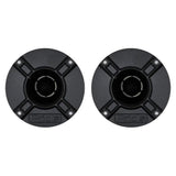 Pride horn tweeter pair, straight front views of the black flanges and central phase plugs