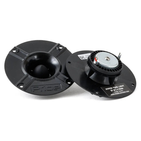 Pride Hyper Tone Light tweeter pair, angled front and rear views