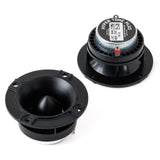 Hyper Tone Plus tweeters shown from the front and rear, with labeled magnets and mounting flanges