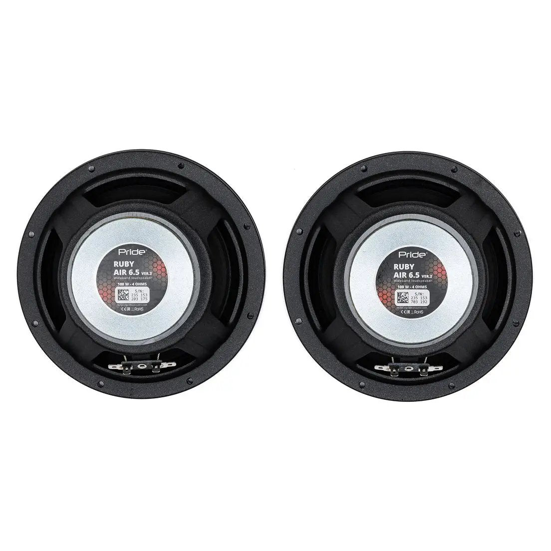 Pride Ruby Air 6.5 v2 Midrange Speakers, 100W RMS (Pair)