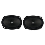 Front view of two oval black Pride speakers