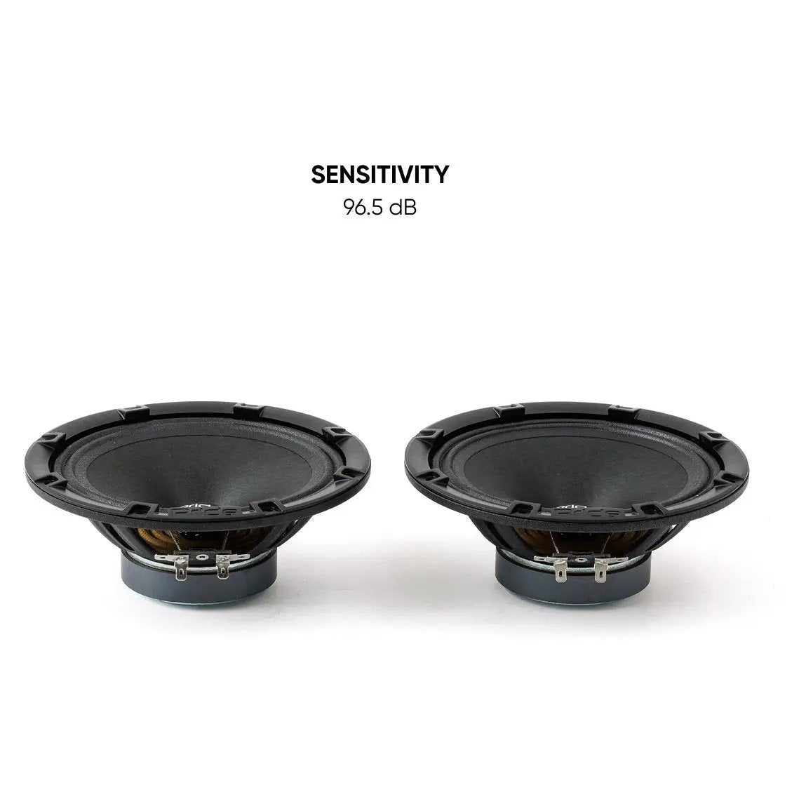 Pride speaker pair with a 96.5 dB sensitivity callout