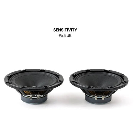 Pride speaker pair with a 96.5 dB sensitivity callout