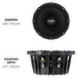 Pride Ruby Performance 6.5 dimensions: 173.5 mm diameter and 70.5 mm mounting depth