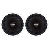 Pair of black Pride speakers shown from the front with domed center caps