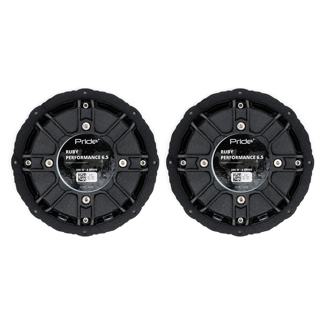 Pride Ruby Performance 6.5 Midrange Speakers, 200W RMS (Pair)