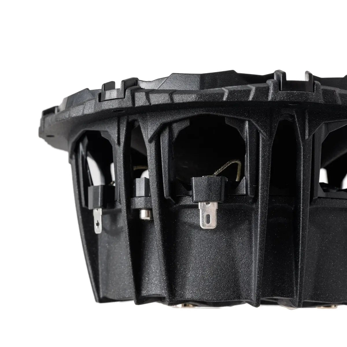Close-up of a Pride Ruby Performance speaker basket and terminals