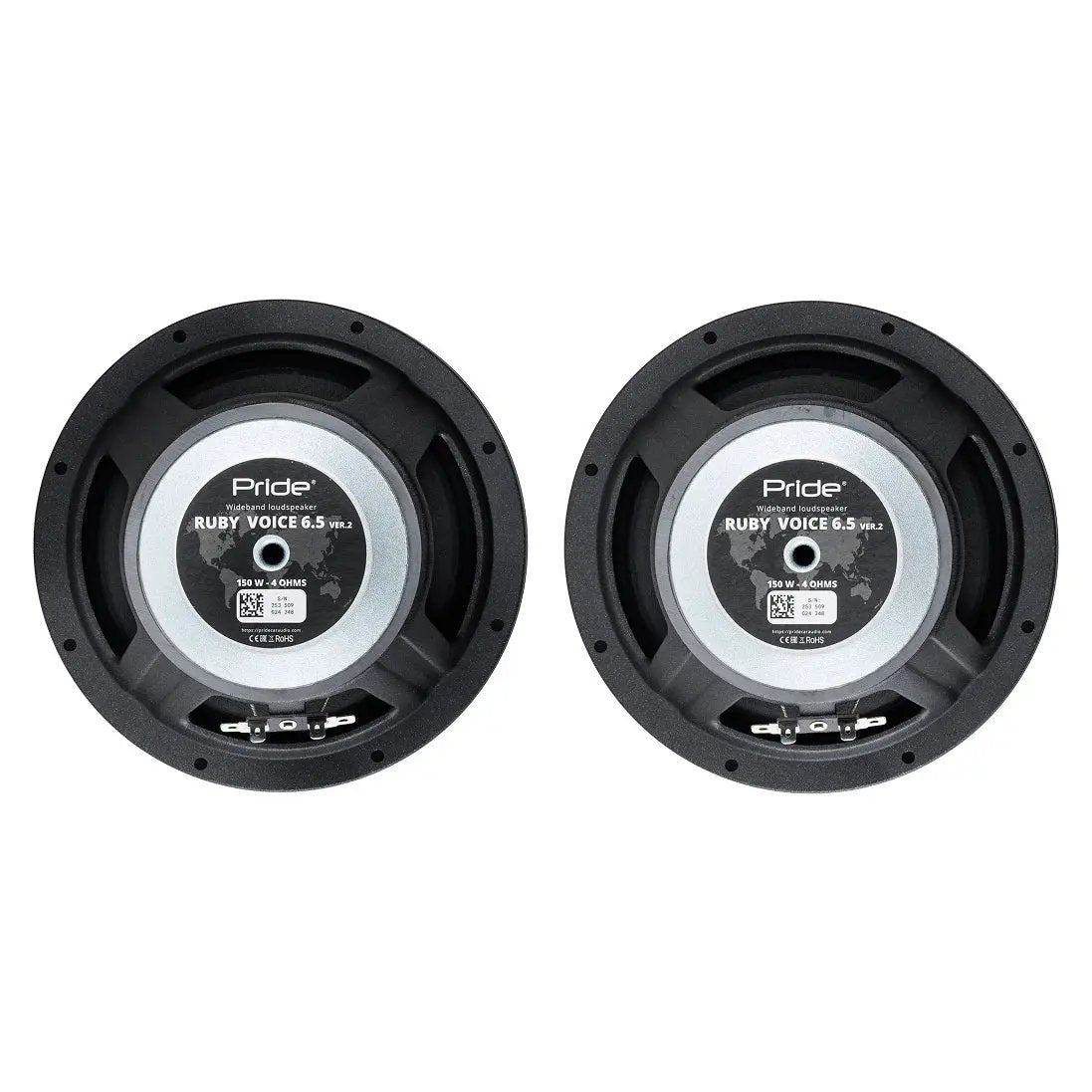 Pride Ruby Voice 6.5 v2 Midrange Speakers, 150W RMS (Pair)