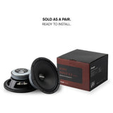 Pride Ruby Voice speaker pair beside its box with a sold-as-a-pair message