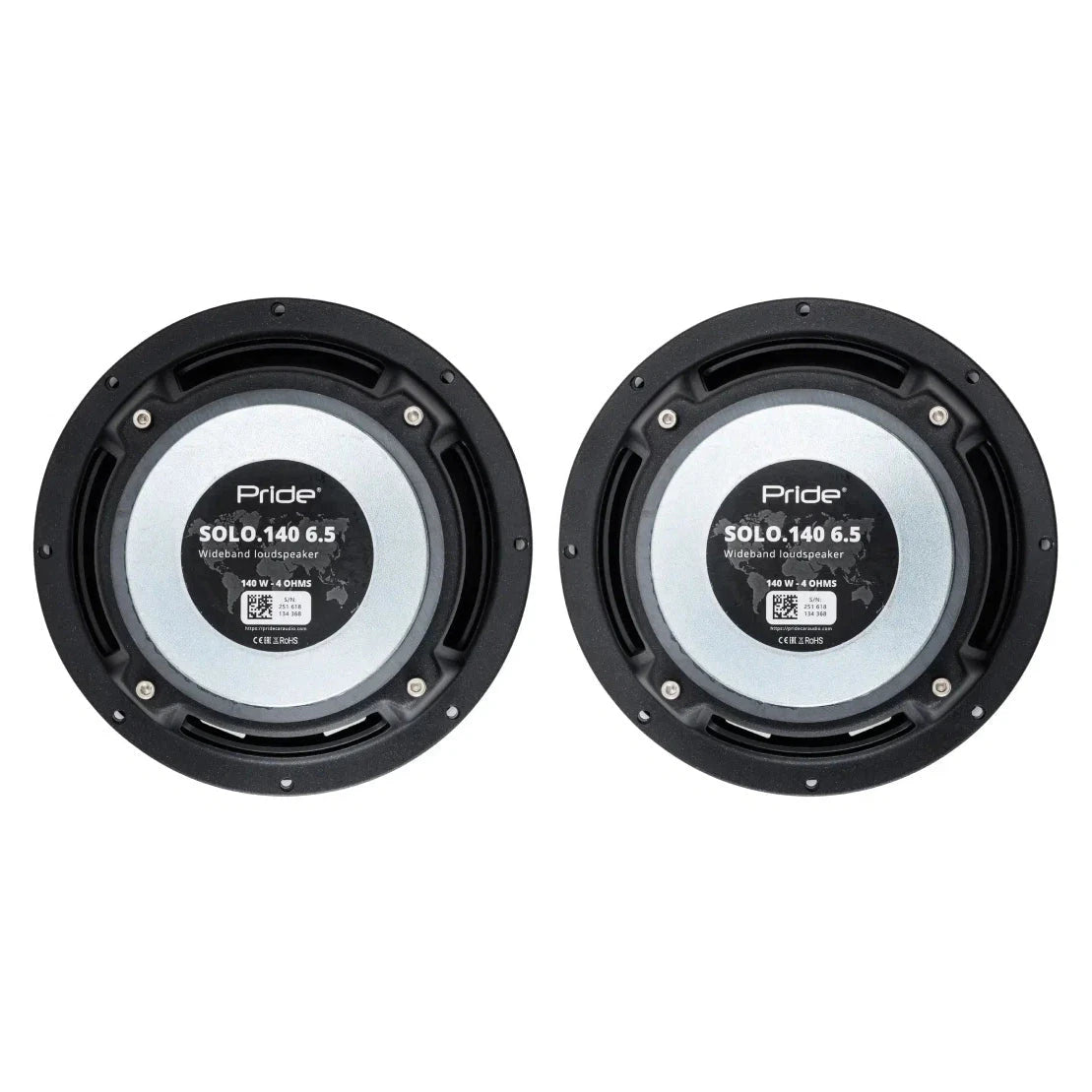 Pride Solo 140 6.5 Midrange Speakers, 140W RMS (Pair)