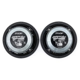 Rear view of two Pride Solo 200 6.5 Competition speakers with their model labels visible