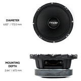 Pride speaker dimension graphic showing a 173.5 mm diameter and 67.5 mm mounting depth