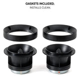 Two horn tweeters with removable gaskets shown above them and identified as included