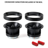 Pride Solo 60 tweeters with detachable mounting rings and two included red crossover capacitors