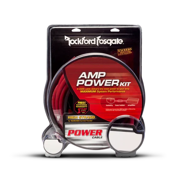 Rockford Fosgate Rockford Fosgate RFK4D 4 AWG Complete Dual Amp Installation Kit - Car Audio