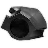Black molded speaker enclosure with a round opening