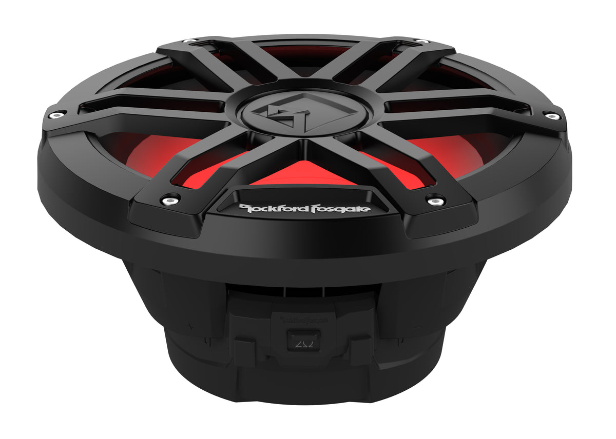 Rockford Fosgate M1D4-10B angled view with impedance selector