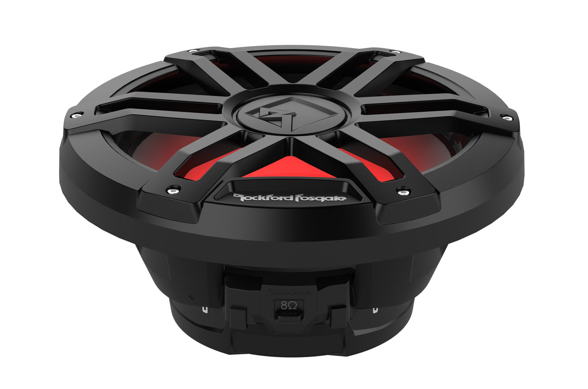 Rockford Fosgate M1D4-12B angled view with impedance selector