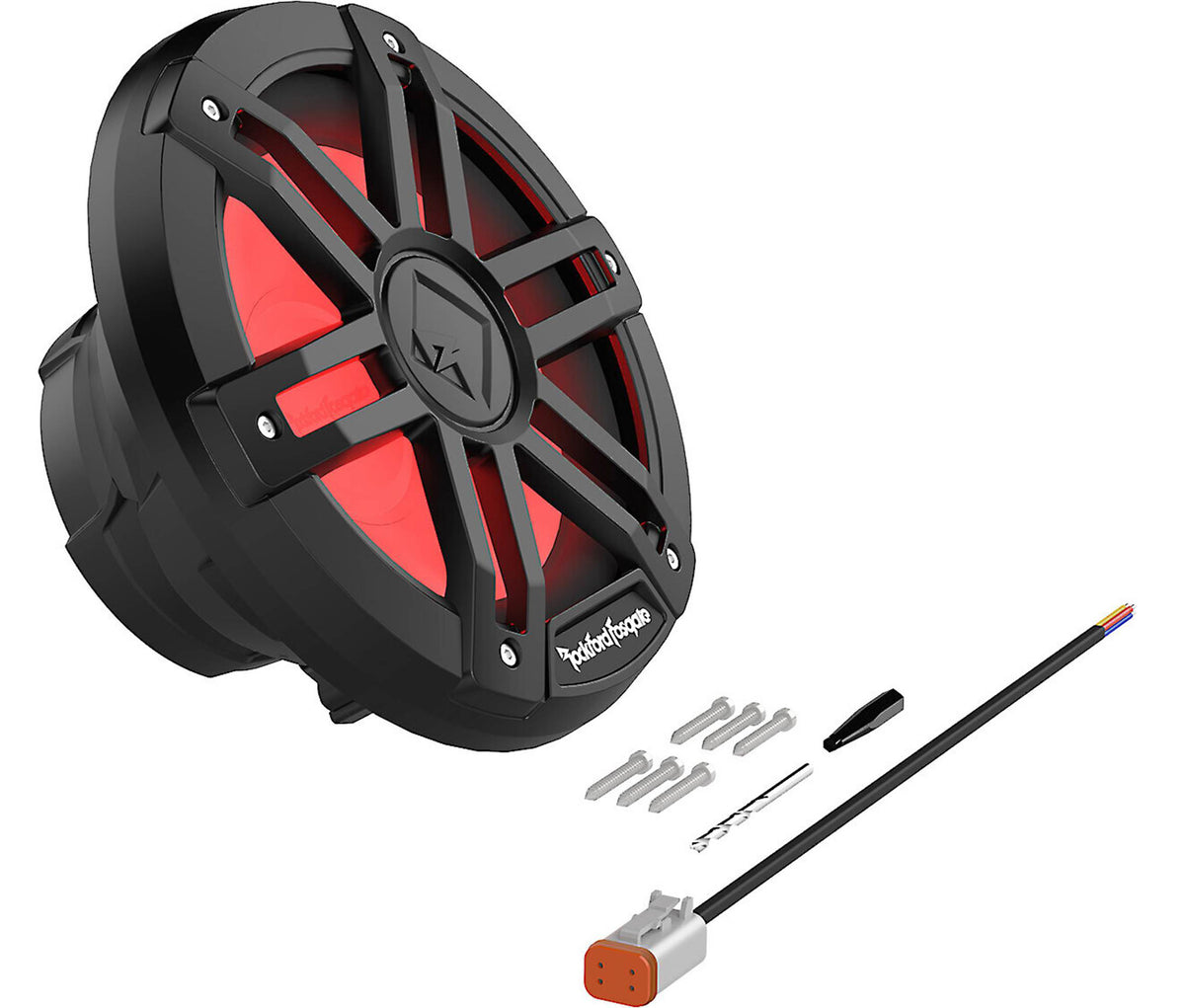 Rockford Fosgate M1D2-8B / M1D4-8B product with included accessories