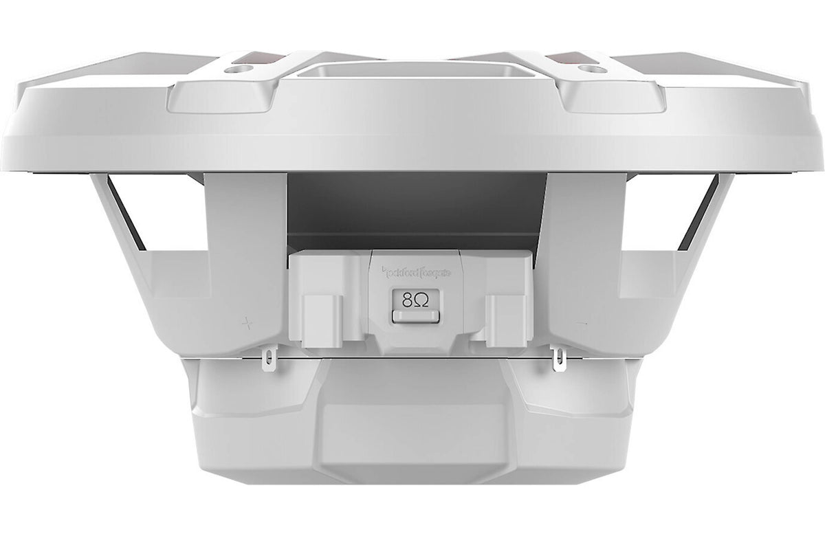 Rockford Fosgate M1D4-8 white 8-inch dual-4-ohm marine subwoofer, side view