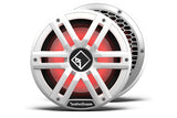Rockford Fosgate M2D4-10I-G2 white subwoofer with alternate stainless-steel grille