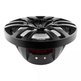 Black DS18 speaker with a spoke grille and white cone, angled view