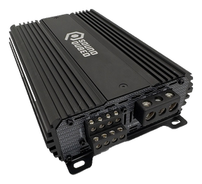 SoundQubed C4-2800 amplifier, angled terminal view