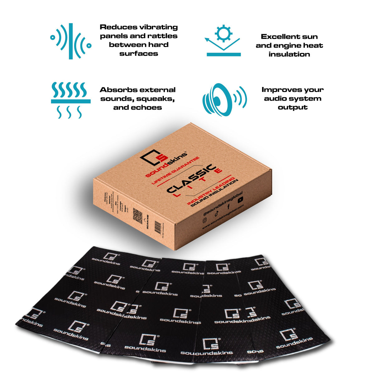 SoundSkins Classic LITE Sound Deadening Sheets, 50.58 sq ft - product image