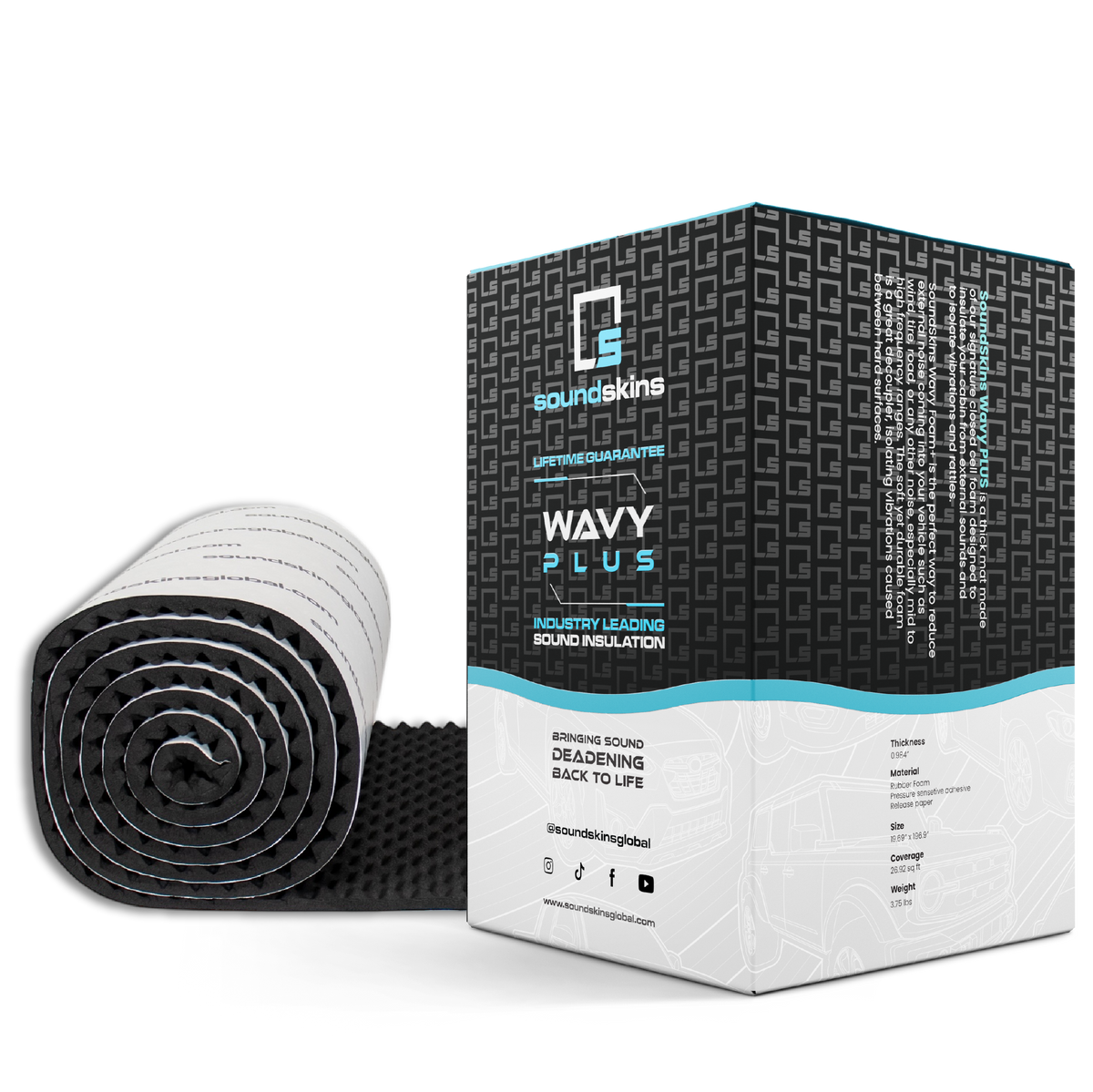 SoundSkins Wavy PLUS Acoustic Foam Mat, 25 mm - product image