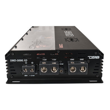 Steve Meade Designs SMD-5000.1D amplifier, left-side view
