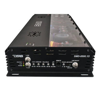Steve Meade Designs SMD-8500.1D amplifier, left-side view