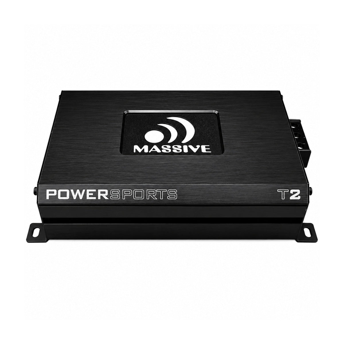 Top of a Massive Audio T2 amplifier with Powersports lettering