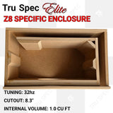 Top view inside the TRU SPEC Elite Z8 enclosure showing bracing and the port channel