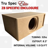 TRU SPEC Elite Z8 single enclosure graphic: 32 Hz tuning, 8.3-inch cutout and 1.0 cubic foot internal volume