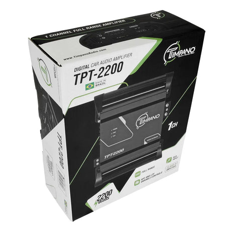 Timpano TPT-2200 amplifier retail box with a printed amplifier image