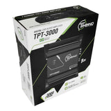 Timpano TPT-3000 retail box labeled as a one-channel full-range amplifier, with an amplifier photo and 3000-watt badge