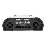 Timpano TPT-8000 power panel with paired positive and ground terminals, a remote turn-on terminal and two cooling fans