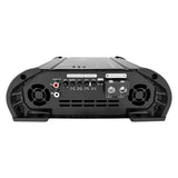 Timpano TPT-BASS3000 control panel with RCA inputs, level, subsonic and low-pass filters, bass boost controls and speaker terminals